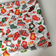 Skaitmeninės spaudos kilpinis trikotažas "Kalėdinės kojinės"
